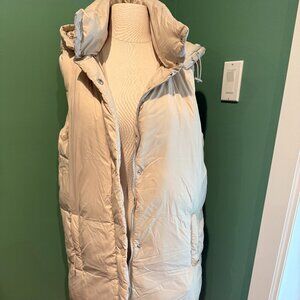 ANTHROPOLOGIE LONG DOWN VEST WITH HOOD